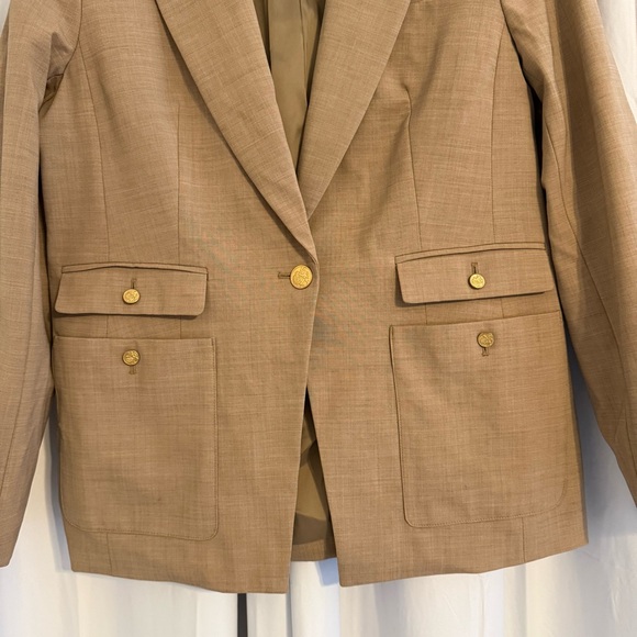 J.Crew Vivienne Italian Wool Blazer Tan Gold Button Women’s 12T Tall - Picture 5 of 16